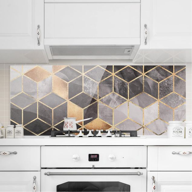 køkken dekorationer Black And White Golden Geometry