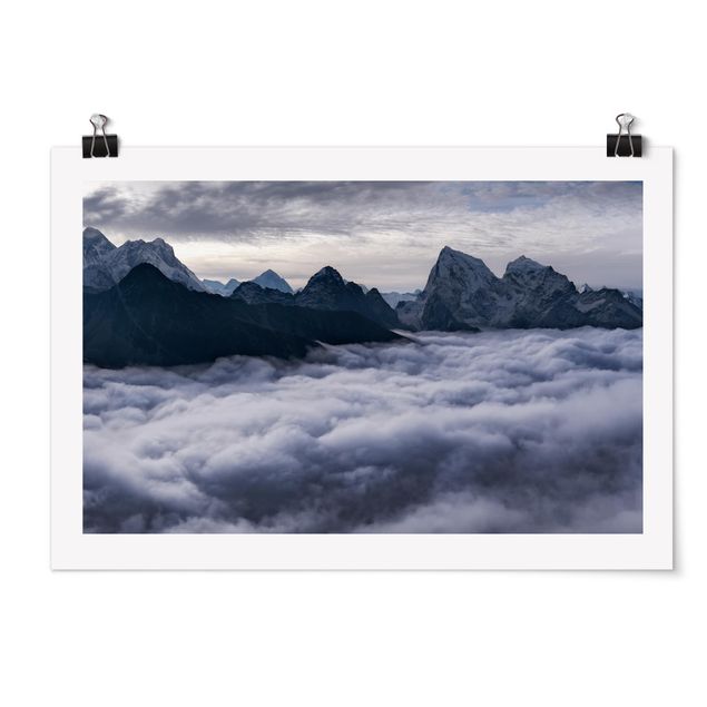 Plakater sort og hvid Sea Of ​​Clouds In The Himalayas