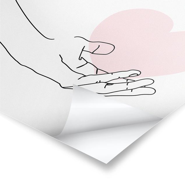 Plakater Hand With Heart Line Art
