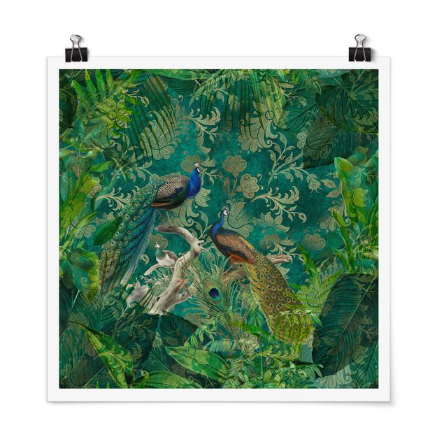 Plakater kunsttryk Shabby Chic Collage - Noble Peacock II