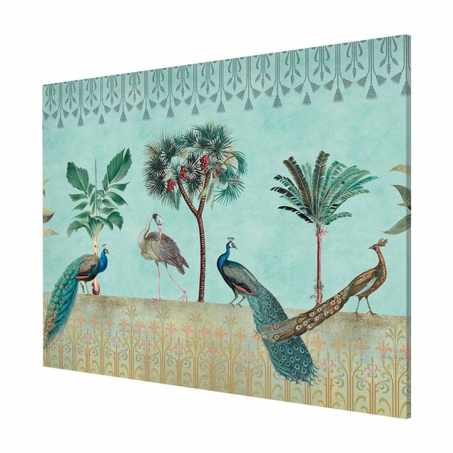 Billeder blomster Vintage Collage - Tropical Bird With Palm Trees
