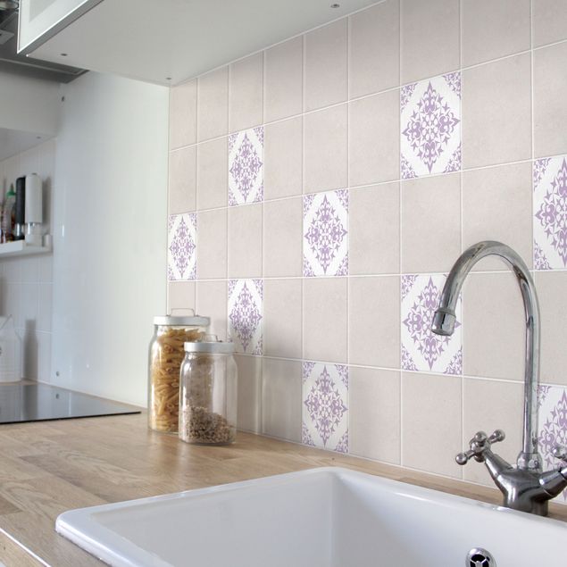 Flise klistermærker mønstre Tile Pattern White Lavender