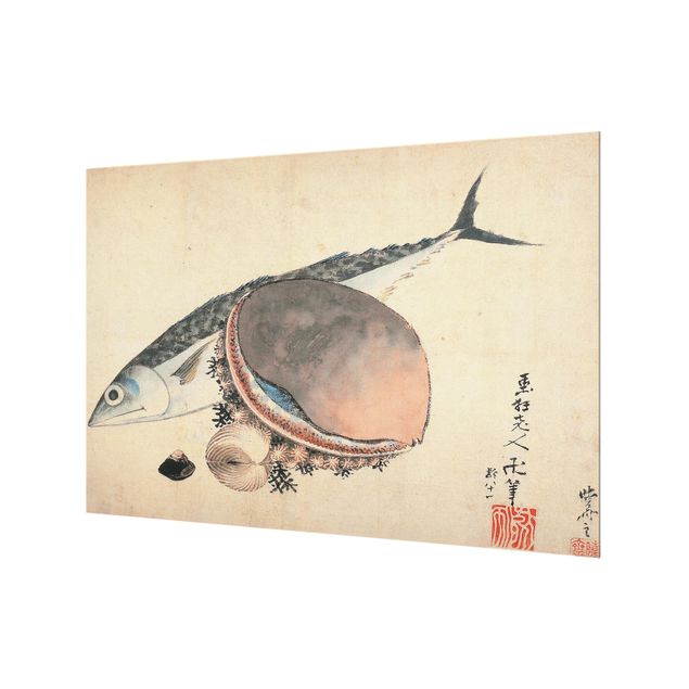 Kunsttryk Katsushika Hokusai - Mackerel And Sea Shells