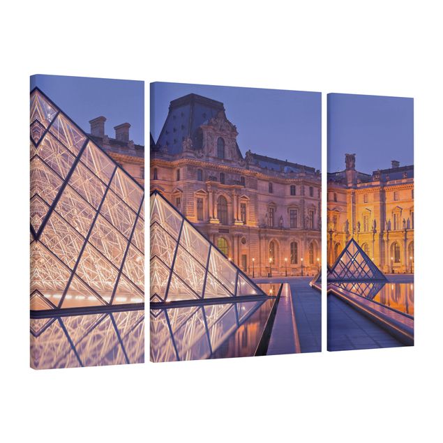 Billeder på lærred arkitektur og skyline Louvre Paris At Night