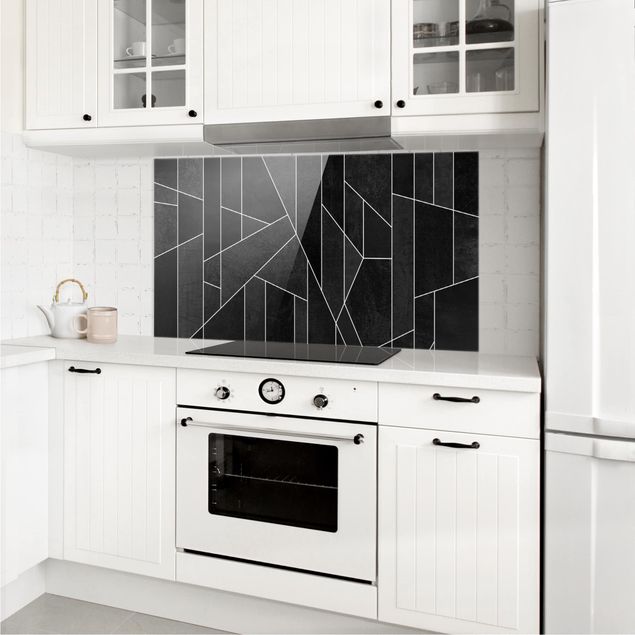 Stænkplader glas mønstre Black And White Geometric Watercolor