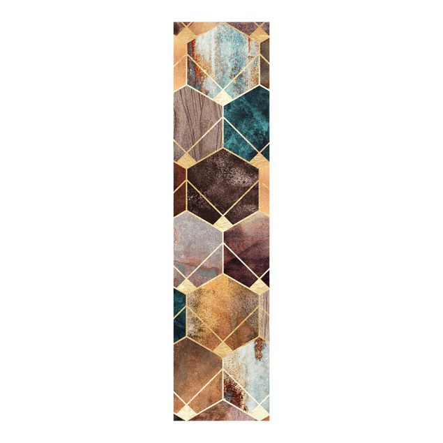 Panelgardiner mønstre Turquoise Geometry Golden Art Deco