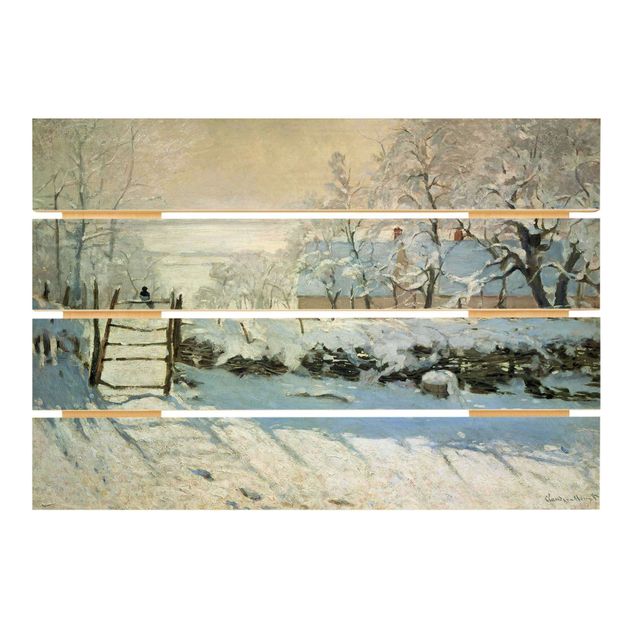 Prints på træ landskaber Claude Monet - The Magpie