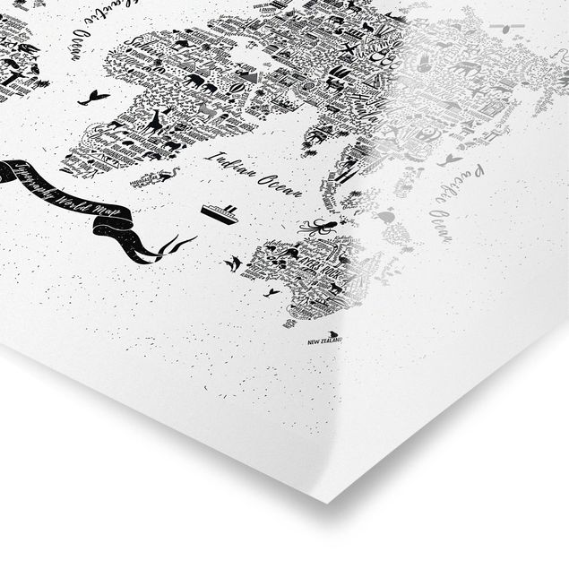 Billeder Typography World Map White
