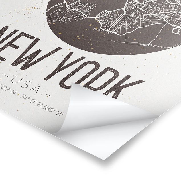 Billeder sort og hvid New York City Map - Retro