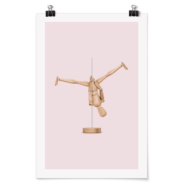 Plakater vintage Pole Dance With Wooden Figure