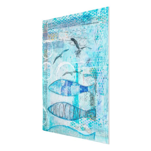 Billeder kunsttryk Colourful Collage - Blue Fish