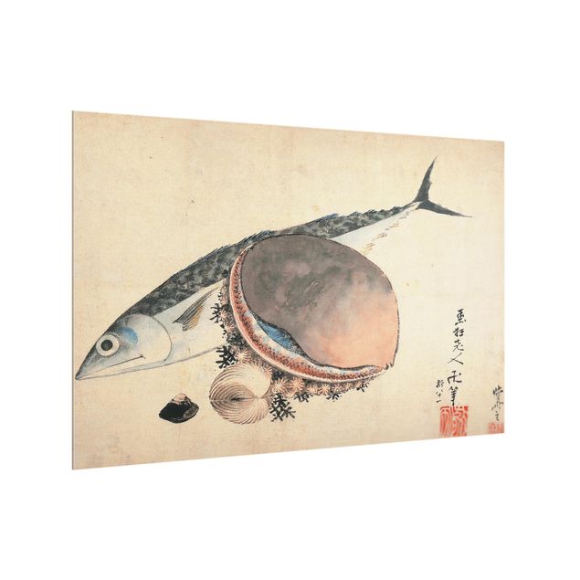 Stænkplader glas Katsushika Hokusai - Mackerel And Sea Shells