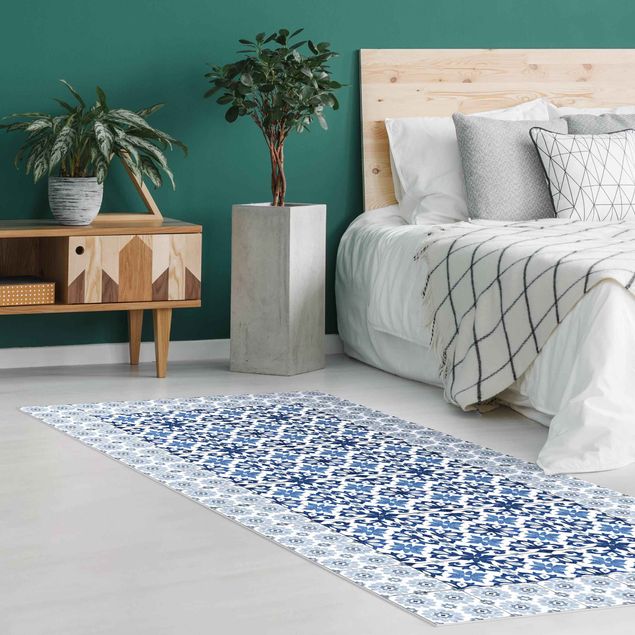 gulvløber Moroccan Tiles Floral Blueprint With Tile Frame