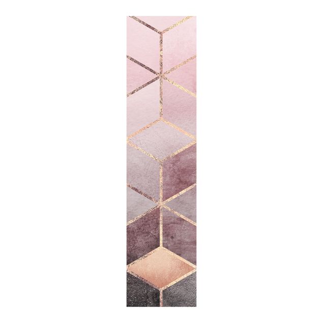 Panelgardiner mønstre Pink Grey Golden Geometry