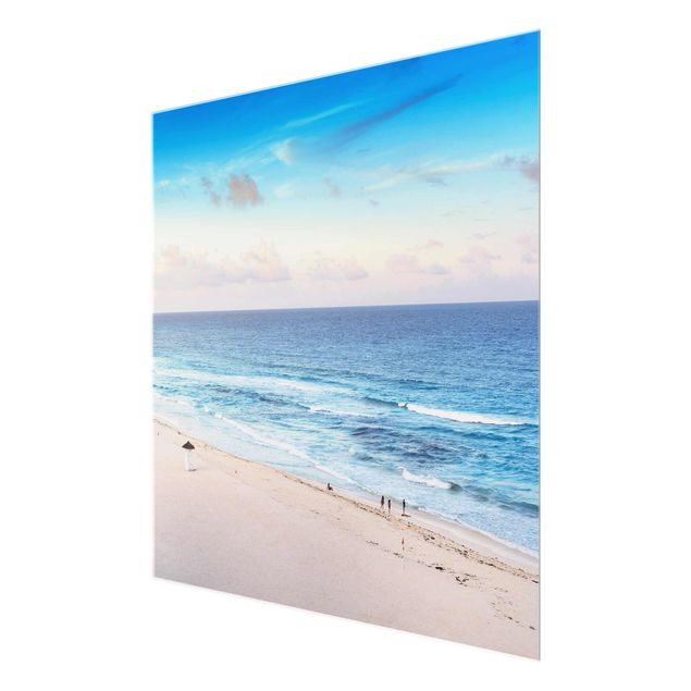 Glasbilleder landskaber Cancun Ocean Sunset