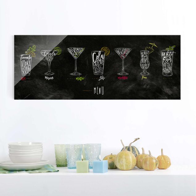 Glasbilleder sort og hvid Cocktail Menu