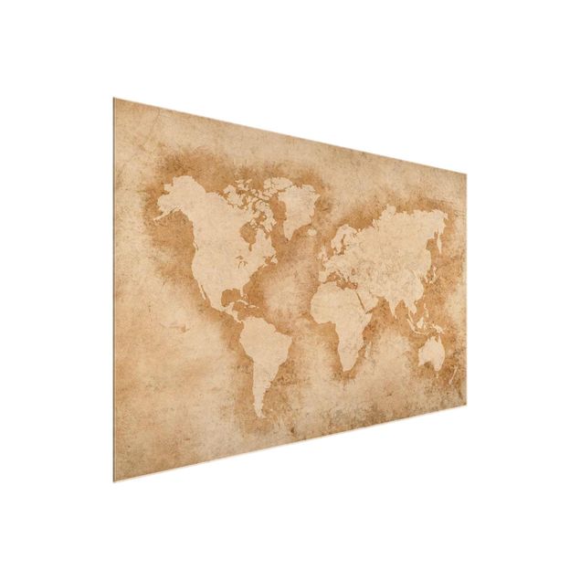 Glasbilleder verdenskort Antique World Map