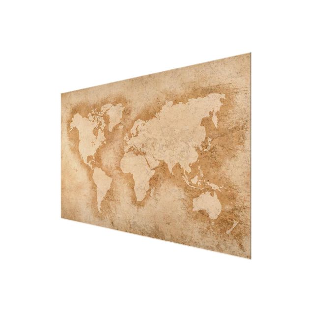 Glas magnettavla Antique World Map