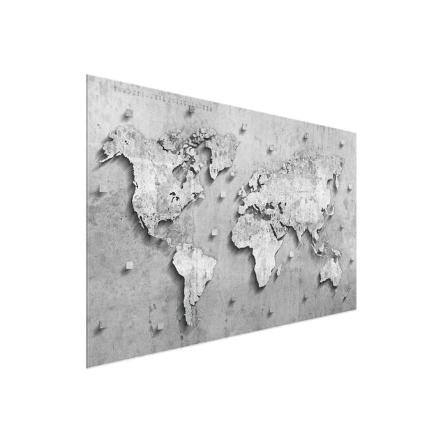 Glasbilleder verdenskort Concrete World Map