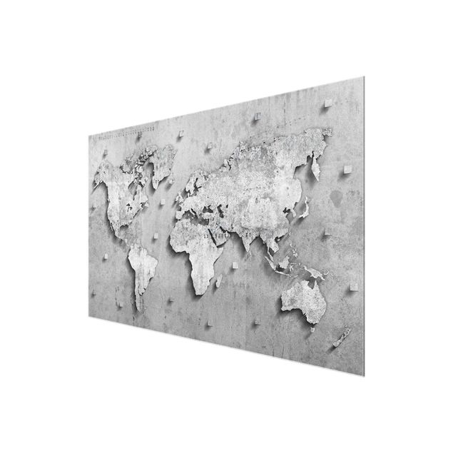 Glas magnettavla Concrete World Map