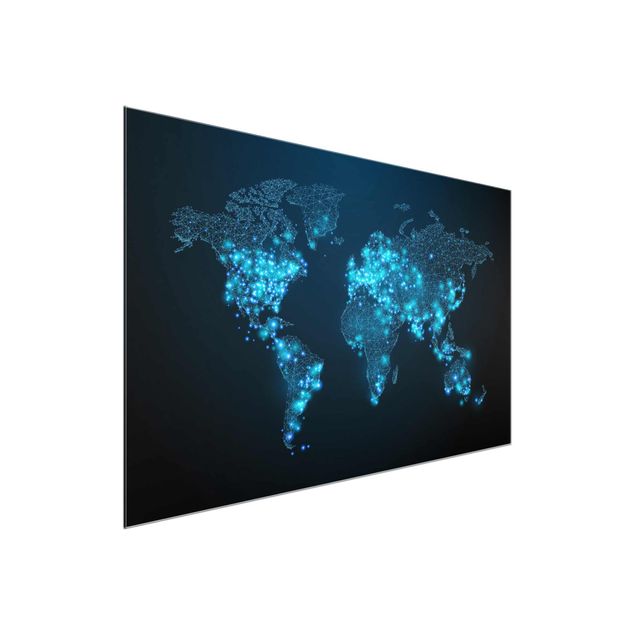 Glasbilleder verdenskort Connected World World Map