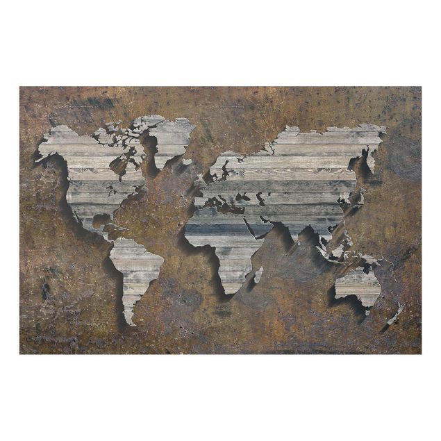 Billeder brun Wooden Grid World Map