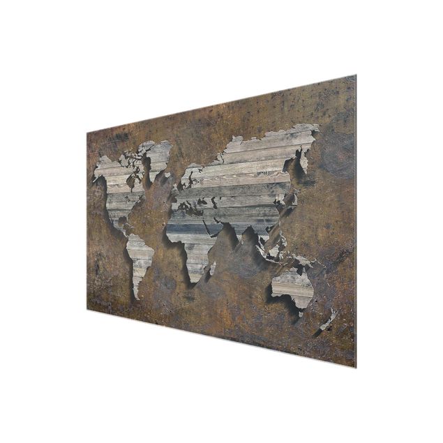 Billeder Wooden Grid World Map