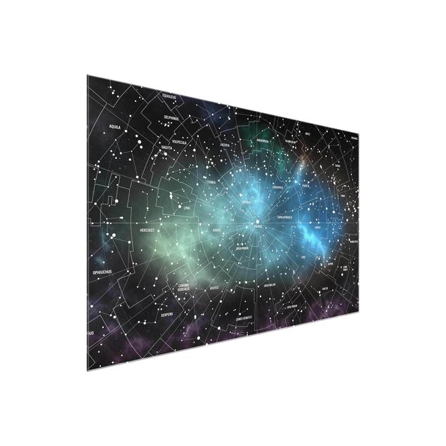 Glasbilleder verdenskort Stellar Constellation Map Galactic Nebula