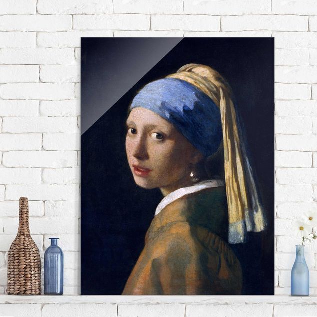 Glas magnettavla Jan Vermeer Van Delft - Girl With A Pearl Earring