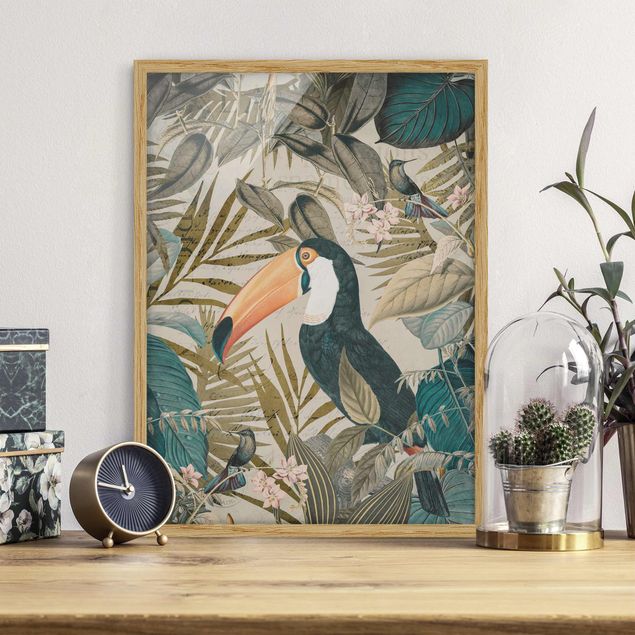 køkken dekorationer Vintage Collage - Toucan In The Jungle