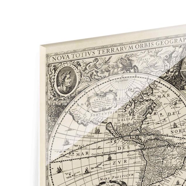 Billeder retro Vintage World Map Antique Illustration