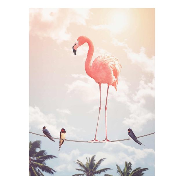 Glasbilleder blomster Sky With Flamingo