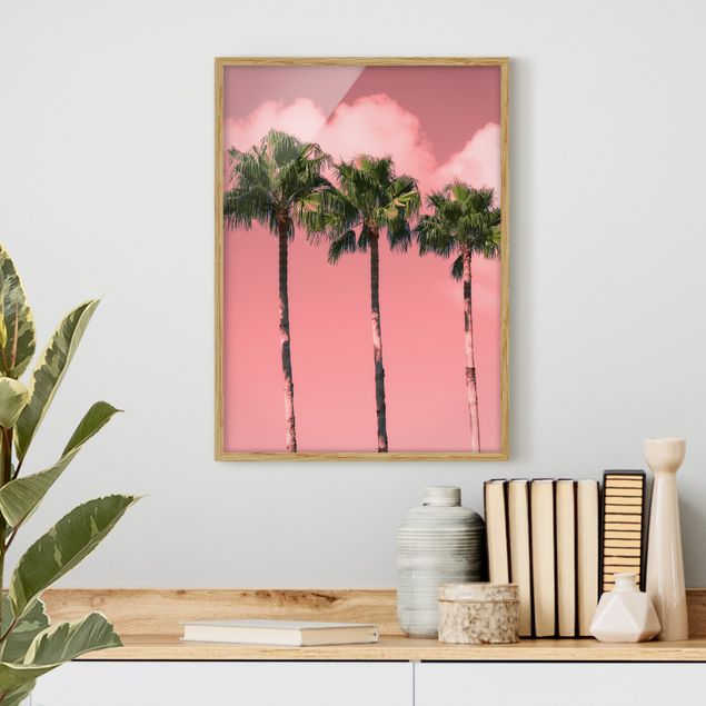 køkken dekorationer Palm Trees Against Sky Pink
