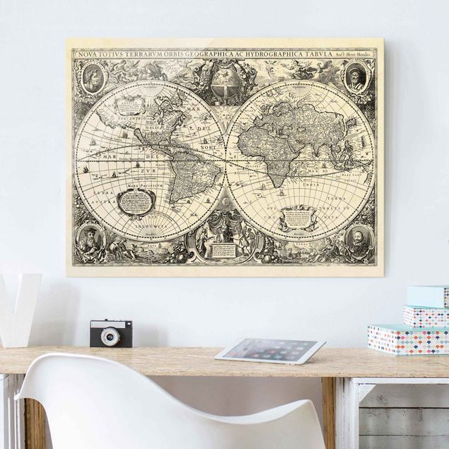 Glas magnettavla Vintage World Map Antique Illustration