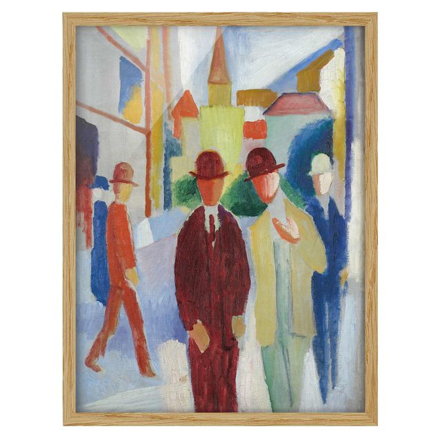 Indrammede plakater abstrakt August Macke - Bright Street with People