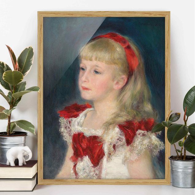 køkken dekorationer Auguste Renoir - Mademoiselle Grimprel with red Ribbon