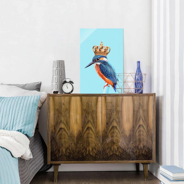 Glasbilleder dyr Kingfisher With Crown