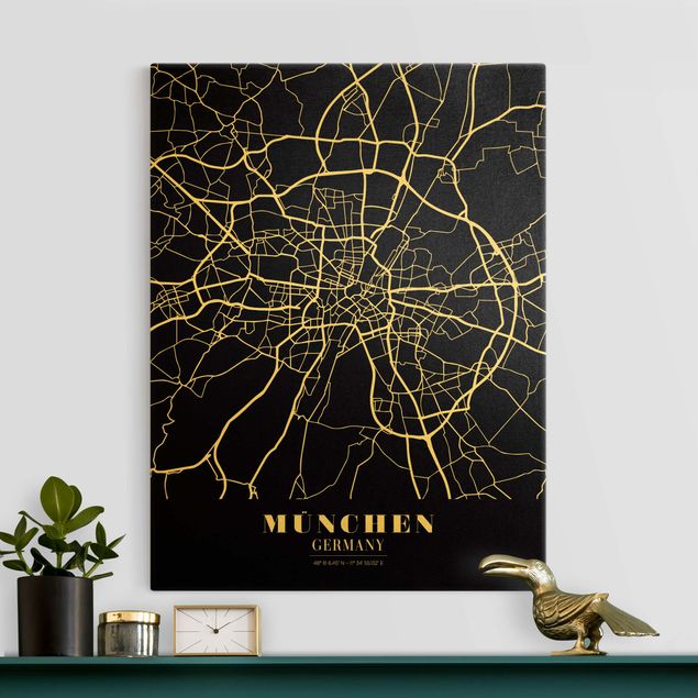 køkken dekorationer Munich City Map - Classic Black