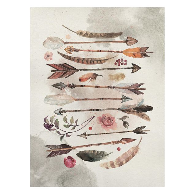 Billeder brun Boho Arrows And Feathers - Watercolour