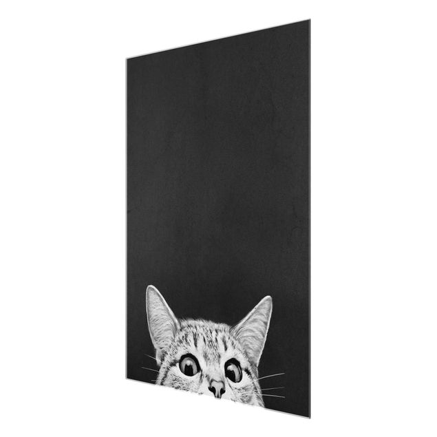 Glasbilleder dyr Illustration Cat Black And White Drawing