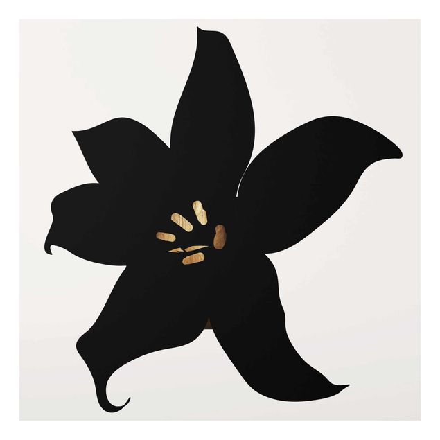 Glasbilleder blomster Graphical Plant World - Orchid Black And Gold