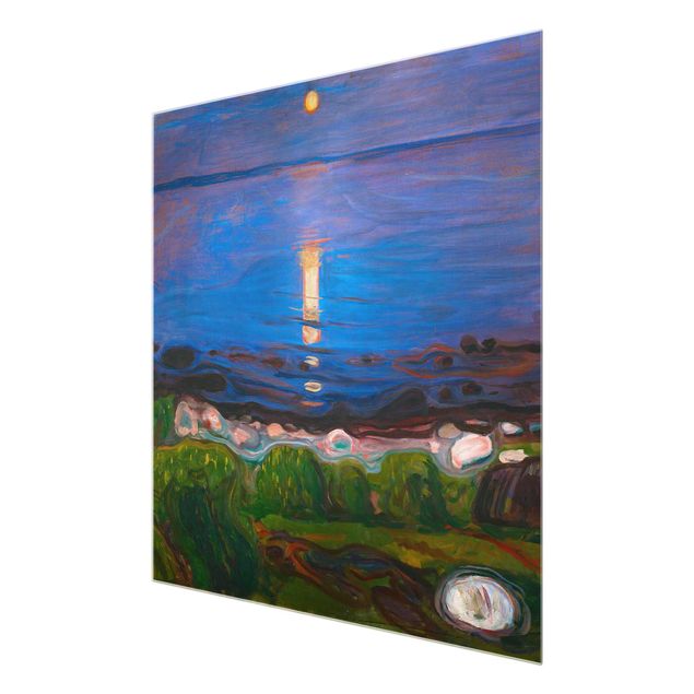 Glasbilleder landskaber Edvard Munch - Summer Night By The Beach