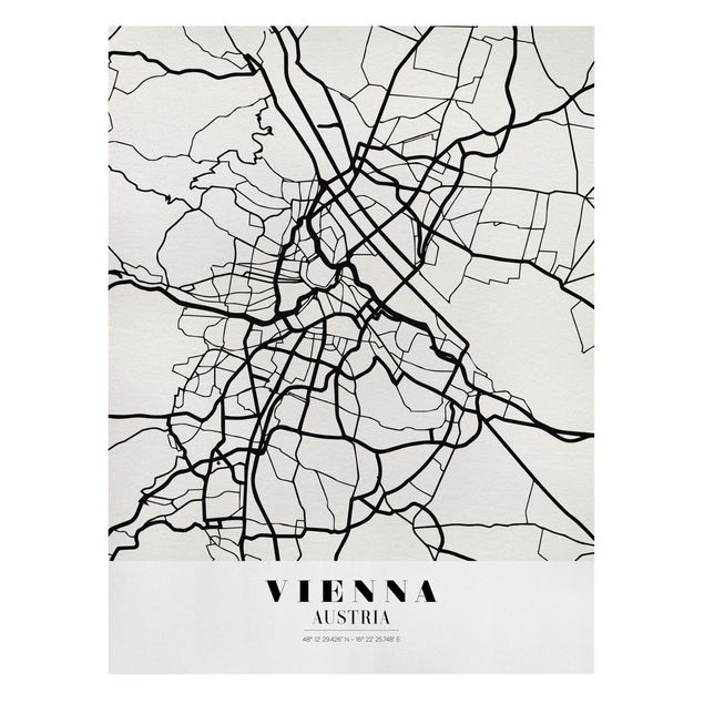 Billeder sort og hvid Vienna City Map - Classic