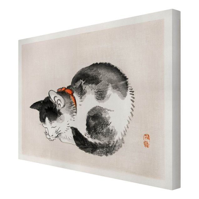 Billeder på lærred dyr Asian Vintage Drawing Sleeping Cat