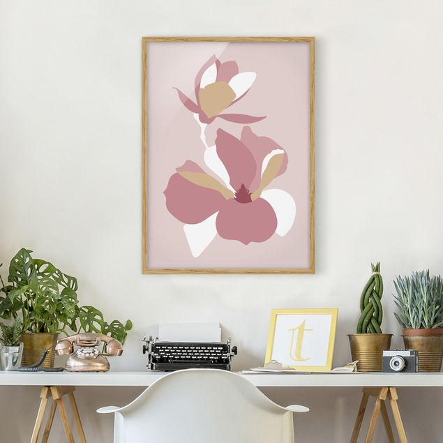Kunst stilarter Line Art Flowers Pastel Pink