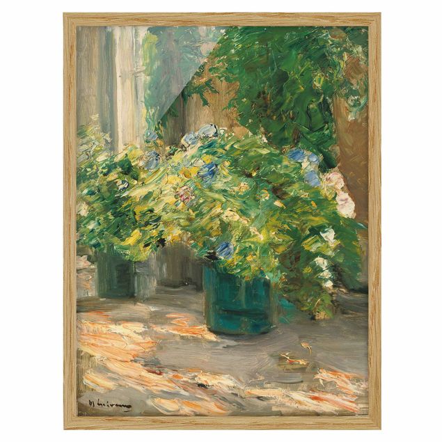 Indrammede plakater blomster Max Liebermann - Flower Pots In Front Of The House