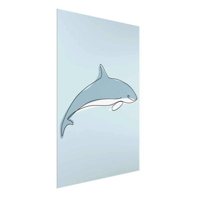 Glasbilleder dyr Dolphin Line Art