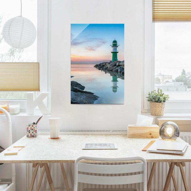 Glasbilleder landskaber Sunset at the Lighthouse