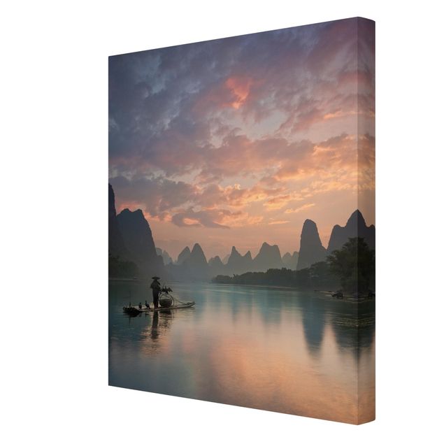 Billeder på lærred landskaber Sunrise Over Chinese River