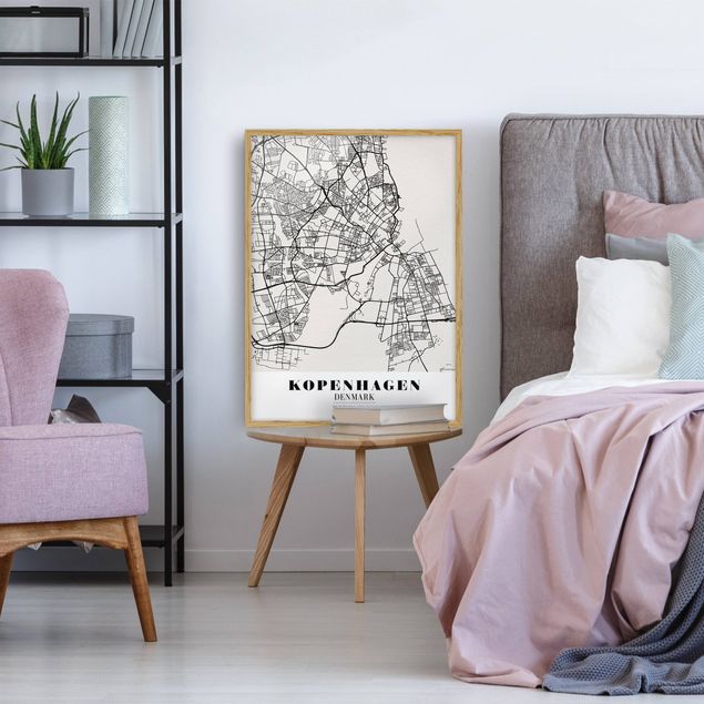 Indrammede plakater verdenskort Copenhagen City Map - Classic
